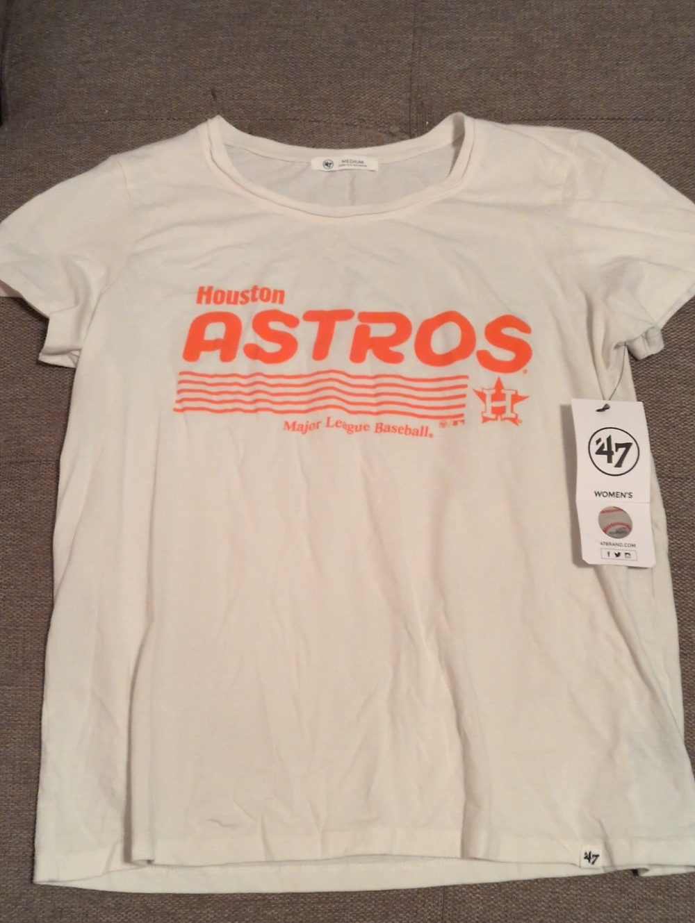 47 Women's Houston Astros Cream Tee with Orange Logo